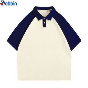 เสื้อโปโลผู้ชาย แขนสั้น ทรงหลวม สไตล์ลำลอง แฟชั่นฤดูร้อน คอปกพับ ผ้าฝ้ายแท้ ตัดต่อสี - Product Image 2