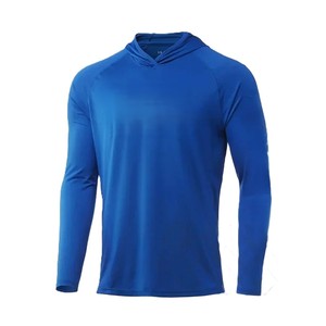 Men's Orange Hooded Long Sleeve Moisture Wicking <b>Polyester</b> <b>Shirt</b> Summer Regular Fit Solid Color Pullover Top - Product Image 6