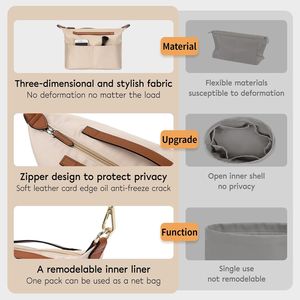 Organizer Leggero per Borsa con Tasche Multiple e Cerniera, Protezione della Privacy, Inserti e Divisori per Borse da Donna - Product Image 2
