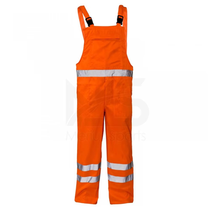 Hi Visibility Men's Polyester Workwear Bib Overalls With Reflective Stripes And Cargo Pockets - Product Image 4