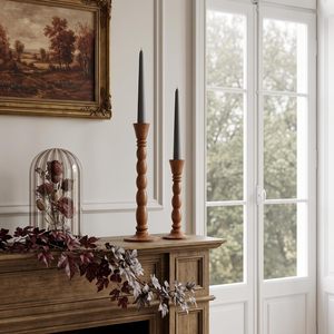 Porte-bougies décoratifs artisanaux en bois naturel, style rustique, pour bougies chauffe-plat, centre de table, décoration de mariage et de maison, ensemble cadeau - Product Image 4
