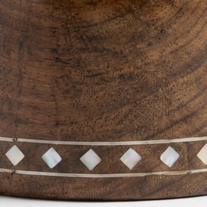 Cacerola de madera con incrustaciones de nácar y tapa de cúpula de acero inoxidable pulido, moderna, duradera y ecológica, para buffet estilo Golfo - Product Image 2