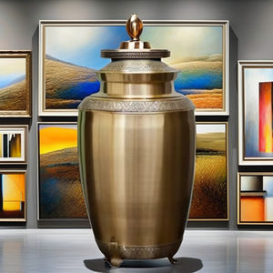 Urne funéraire en aluminium gravée à la main - Design moderne, finition couleur personnalisable, option vase mural décoratif, capacité 4-5L - Product Image 2
