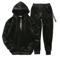 Nouvel ensemble de survêtement noir pour homme, à capuche, manches longues, avec cordon de serrage, couleur unie, décontracté, pour adultes, en polaire, idéal pour l'hiver, OEM