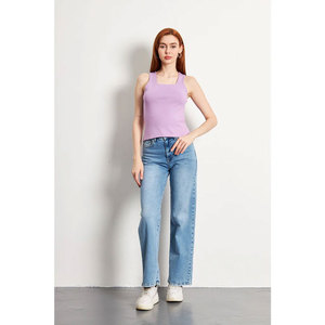 Camiseta sin mangas ajustada esencial de verano para mujer, camiseta básica elástica informal, varios colores y tallas, marca privada - Product Image 2