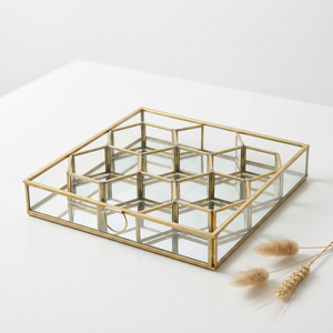 Vintage Gold Metal Frame Glass <b>Trinket</b> <b>Box</b> Elegant Jewelry Storage Container Hinged Lid Decorative Keepsake Organizer for Vanity - Product Image 2
