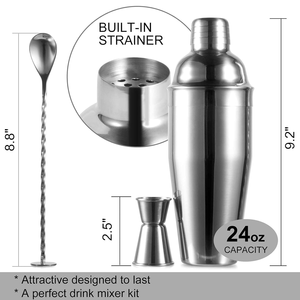 Cocktail Shaker Bar Set Margarita Mixer Drink Shaker Stainless Steel Bar Tools Built-in Bartender Strainer for Martini Kit 750ml - Product Image 4