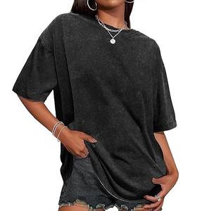 Camiseta Oversize con Hombros Caídos y Lavado Ácido para Mujer, con Logotipo Personalizado y Estampado, Ropa Casual para Mujer, Camisetas con Lavado Ácido - Product Image 2