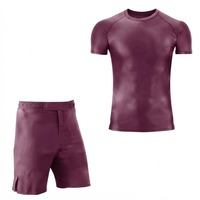 Ensemble Rash Guard à Manches Courtes pour Homme, T-shirt de Compression et Short à Séchage Rapide, 100% Polyester, Kit Sportif, Prix de Gros