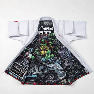 Kimono de BJJ blanc avec broderie du logo et doublure par sublimation, coupe classique, unisexe adulte, vêtements d'arts martiaux - Product Image 1