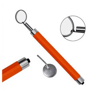 Premium Quality Dental Mouth <b>Mirror</b> with <b>LED</b> Light Orange Color Handle Stainless Steel Oral Examination Diagnostic Instrument - Product Image 1