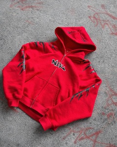 Sweat-shirt à capuche en polaire style punk unisexe, imprimé flamme rose et bleu, coupe classique, pour l'automne - Product Image 2