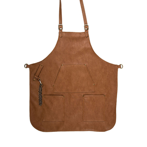 Capa de Peluquería de Cuero, Delantal Marrón Ajustable y Duradero con Bolsillos y Detalle de Cadena - Product Image 3