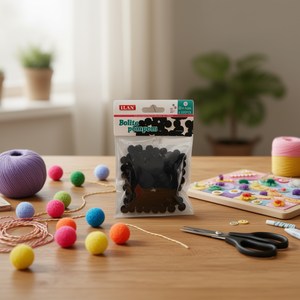 Palline Pompon ILAN 0,8 cm Nere per Decorazioni Artigianali e Progetti Fai-da-Te - Product Image 2