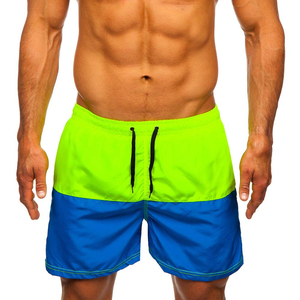 Short de bain pour homme à blocs de couleur, séchage rapide, taille à cordon, bleu-vert, décontracté - Product Image 1