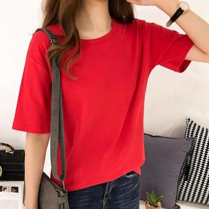 Camiseta Vintage con cuello redondo para mujer, 100% algodón peinado, prelavado, liso, en blanco, 50 colores, botón de encaje, estilo Vintage informal - Product Image 5