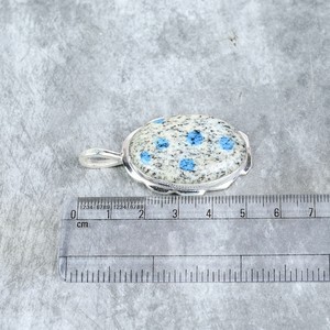 Pendentif en pierre de granit jaspe K2 de qualité supérieure, plaqué argent sterling 925, grand ovale, bijou en pierre précieuse, collier en cristal fait main - Product Image 5