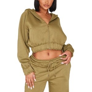 Ladies Cropped top Hoodie avec Zip Hoodie 2026 - Product Image 1