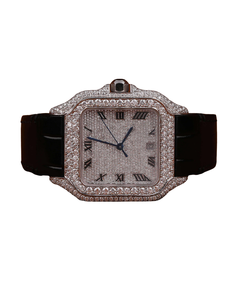 Very Clear Glass Moissanite White Gold Round Cut Diamonds on <b>Face</b> Quartz Watches for Export Sale Hip Hop Diamond Watch - Product Image 1
