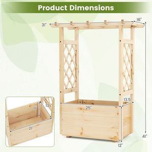 Fioriera Rialzata in Legno con Tettoia per Vasi e Fioriere - Product Image 5