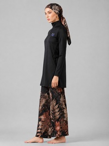 Hot Selling Women Islamic Swimwear Modest burkini <b>set</b> High Waist Front Logo <b>Tie</b> <b>Dye</b> Letter Animal Print Eco-Friendly Waterproof - Product Image 4