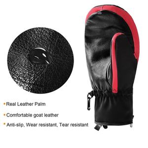 Mitaines de ski en cuir véritable imperméables personnalisées, gants thermiques d'hiver pour snowboard, hommes et femmes, coupe-vent, chauds, pour sports de neige en plein air - Product Image 4