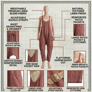 Conjuntos de lona ecológicos para mujer con logotipo personalizado bordado, mono ajustado de cintura alta, diseño de gabardina, color sólido, transpirable - Product Image 5