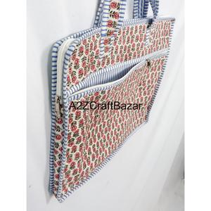 Sac à ordinateur portable matelassé en coton 100% de haute qualité, fabriqué à la main, avec fermeture éclair et poignée, idéal pour les voyages, l'école et le bureau. - Product Image 2