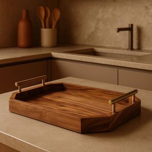 Bandeja Octogonal de Madera de Mango Sólida I Bandeja de Madera de Mango Premium para Oficina, Hogar, Cocina y Mesa de Comedor - Product Image 2
