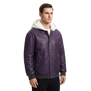 Men's Winter Button Down Leather Hooded Front Button Side Pockets <b>Oversized</b> <b>Long</b> Sleeve Button up Eco-Friendly <b>Hoodie</b> - Product Image 6