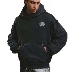 Sweat à capuche d'hiver 100 % coton OEM 2025 pour homme, avec logo personnalisé, motif lettres, impression numérique surdimensionnée, haute qualité - Product Image 3