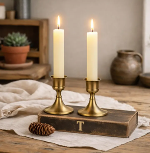 Vintage <b>Brass</b> Taper <b>Candlestick</b> <b>Holders</b> Matte Gold <b>Brass</b> Candle Stands for Table Centerpiece, Weddings, & Home Deco - Product Image 1