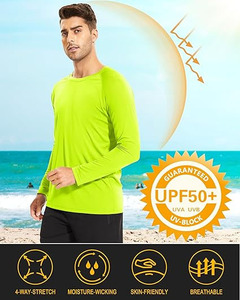 Camiseta de Protección Solar Unisex Verde Neón de Manga Larga, Protección UV, Secado Rápido, para Playa y Pesca - Product Image 2