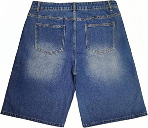 Wholesale Men's Unisex High Button Front Straight Fit Denim 100% Cotton Bermuda <b>Shorts</b> Summer Vintage Street Wear Casual Quick - Product Image 2