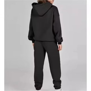 Ensemble de survêtement en polaire zippé pour femme, sweat à capuche et pantalon de jogging décontractés, deux pièces, manches longues, chaud, pour sports d'hiver - Product Image 5