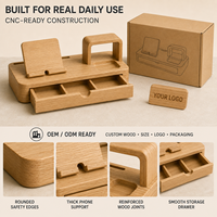 Organisateur de bureau moderne en bois sculpté écologique, support pour téléphone, support pour tablette, présentoir pour montre, tiroir de rangement, plateau de rangement, gestion des câbles