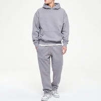 Ensemble de survêtement oversize pour homme, sweat à capuche uni et pantalon de survêtement ample, 2 pièces, streetwear décontracté, vente en gros