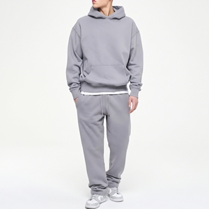 Ensemble de survêtement oversize pour homme, sweat à capuche uni et pantalon de survêtement ample, 2 pièces, streetwear décontracté, vente en gros - Product Image 5