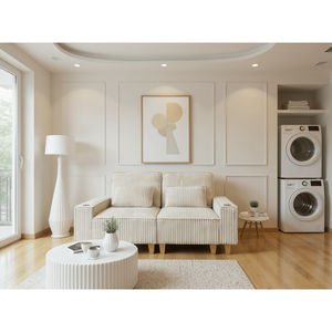 Canapé double en velours côtelé doux avec rembourrage en mousse moelleuse, le choix idéal pour se câliner dans votre salon - Product Image 2