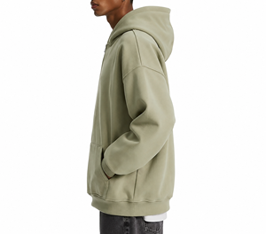 Sweat-shirt en molleton à capuche surdimensionné pour homme, fermeture éclair quart de tour, couleur unie, coupe classique, vêtement d'automne - Product Image 3