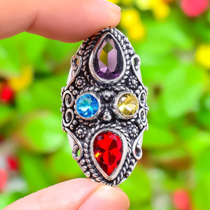 Designer Red Garnet Silver <b>Ring</b> 925 Sterling Silver Handmade Gemstone Jewelry Elegant <b>Statement</b> <b>Ring</b> for Women Gift - Product Image 1