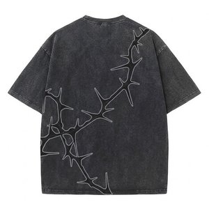 New Arrival Custom Logo Men's Clothing T-shirts Solid Printed 100% Cotton <b>Acid</b> Washed Half Sleeve Quick Breathable <b>Drop</b> Shoulder - Product Image 6