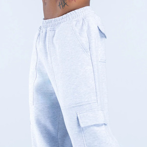 Pantalon de jogging cargo coupe droite personnalisé avec logo OEM pour hommes, en molleton de coton épais, style baggy, pour la gym et le streetwear - Product Image 6