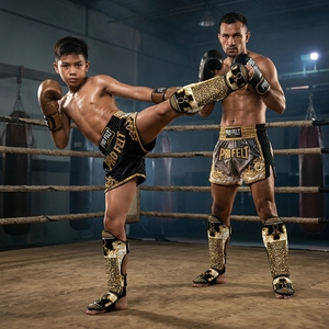Protège-tibias en cuir véritable avec logo personnalisé pour la boxe, le MMA, le kickboxing – Coussinets de protection pour l'entraînement - Product Image 2