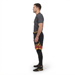 Custom Black Red Gold Men's <b>MMA</b> Fight <b>Shorts</b>-Lightweight Athletic Fit Sublimation Printed Polyester/Spandex Blend Grappling - Product Image 3