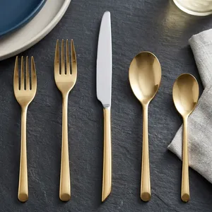 Ensemble de couverts élégants en acier inoxydable, ustensiles de table avec cuillères, fourchettes, couteaux, ensemble de vaisselle pour la maison, la cuisine, le restaurant - Product Image 1