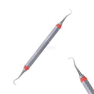 Détartreur dentaire double extrémité à code couleur rouge en acier inoxydable pour usage parodontal professionnel - Product Image 3