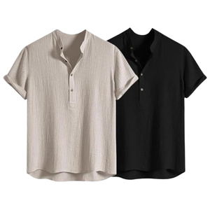 Ensemble de vêtements de nuit pour homme en tissu POLY solide, t-shirt et short, vêtements de détente d'été, vêtements de plage et pyjama pour un usage quotidien - Product Image 4