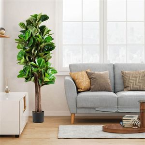 Ficus Artificial Evergreen da 1,5 Metri con Foglie a Ficus, per Esterni e Ufficio, Decorativo, in Vaso di Plastica, Novità per il Nuovo Anno - Product Image 1