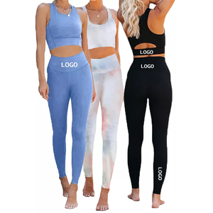 Conjunto Deportivo de 2 Piezas con Logotipo Personalizado, Cintura Alta, Color Sólido, Ropa Deportiva Activa para Gimnasio, Yoga, Ropa de Entrenamiento para Mujer - Product Image 1